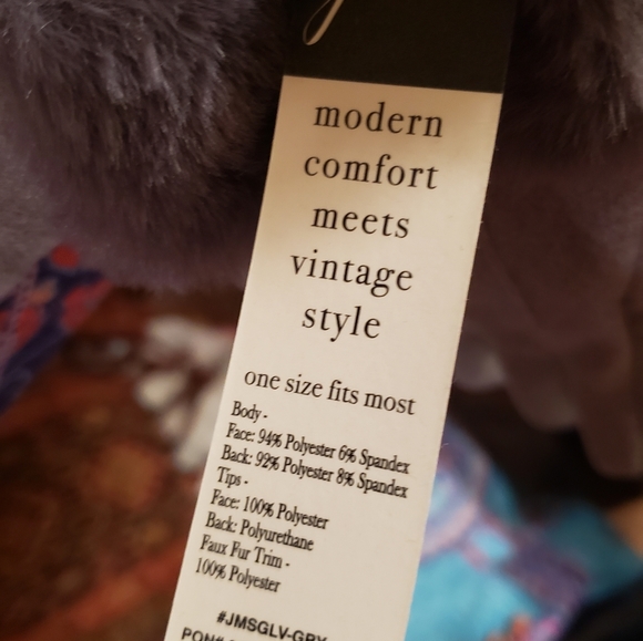 Beige, Fleece smart phone friendly, socialite gloves with faux fur cuff- SO SOFT - Picture 5 of 5